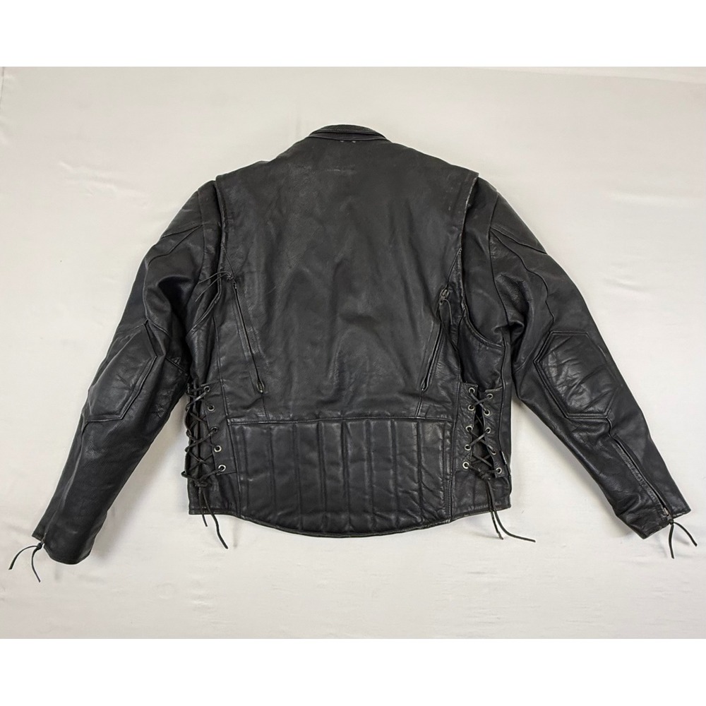 Leather King Black Hills Mens Black Leather Motorcycle Jacket Thinsulate Size 44 - Picture 9 of 15